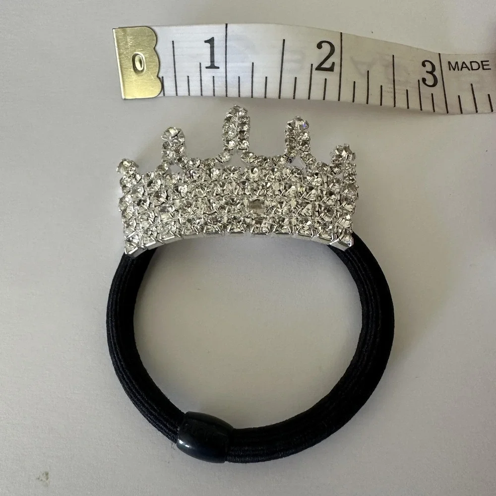 MIA Hair Tie Womens One‎ Size Silver Rhinestone Crown Elastic Ponytail Holder